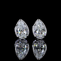 14K White Gold Pear Shape Diamond Stud Earrings with Bezel-Prong Setting - 1.02 Carat Total Weight Lab Diamonds (E-F Color, VS Clarity) - Covaloro Fine Jewelry