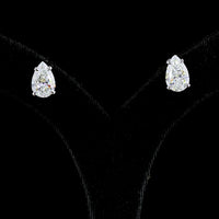 14K White Gold Pear Shape Diamond Stud Earrings with Prong Set Lab Grown Diamonds - 4.57 Carat Total Weight - Covaloro Fine Jewelry