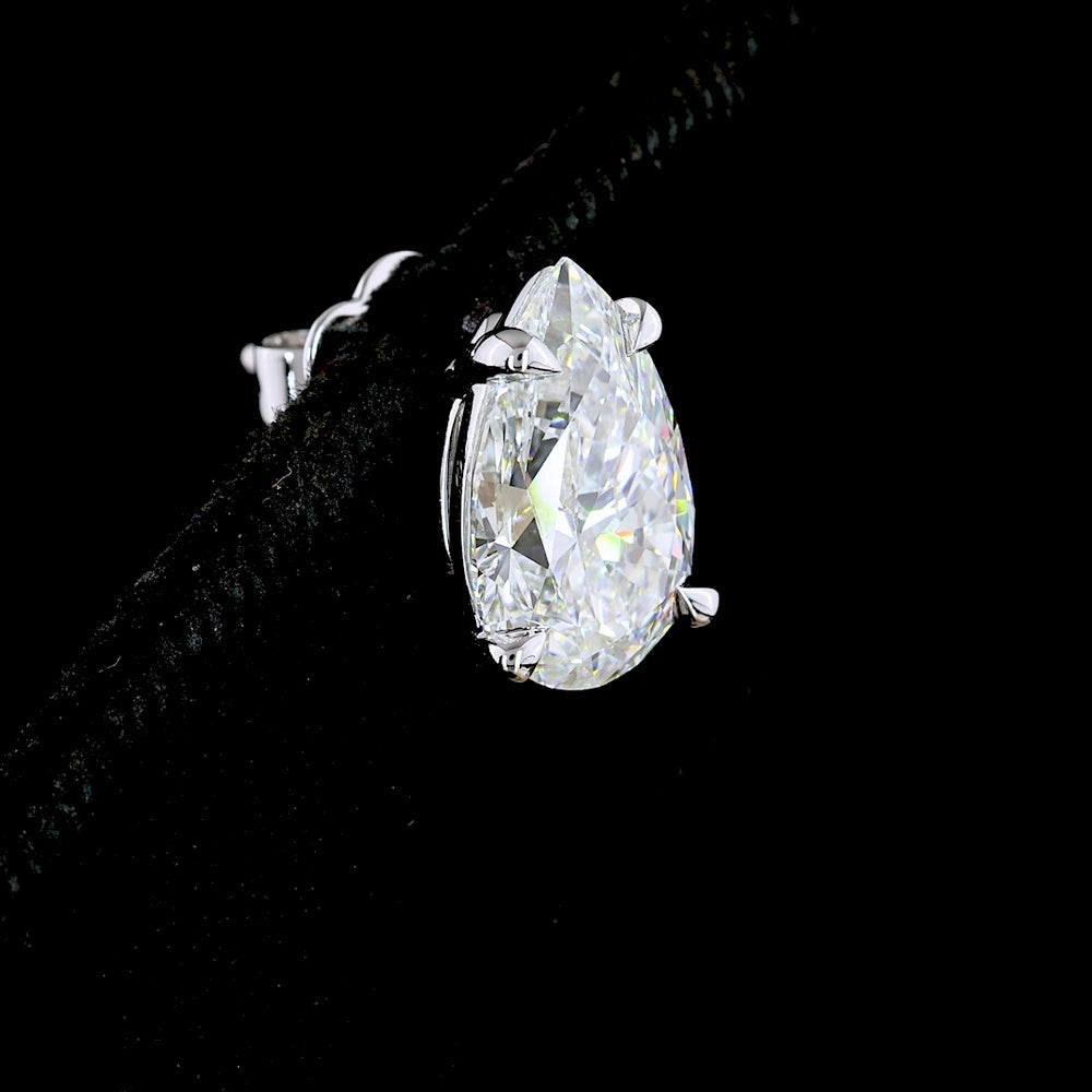 14K White Gold Pear Shape Diamond Stud Earrings with Prong Set Lab Grown Diamonds - 4.57 Carat Total Weight - Covaloro Fine Jewelry