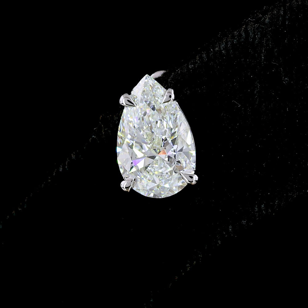 14K White Gold Pear Shape Diamond Stud Earrings with Prong Set Lab Grown Diamonds - 4.57 Carat Total Weight - Covaloro Fine Jewelry