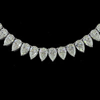 14K White Gold Pear-Shape Diamond Tennis Necklace with 96 Prong-Set Lab-Grown Stones - 34.43 Carat Total Weight, E-F Color VS1 Clarity - Covaloro Fine Jewelry