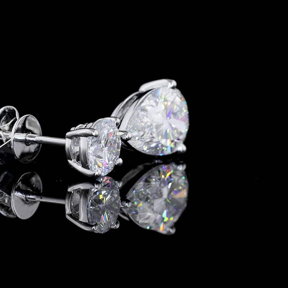 14K White Gold Pear Shape Drop Earrings with Brilliant Cut Lab Diamonds - 5.05 Carat Total Diamond Weight - Covaloro Fine Jewelry