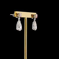 14K White Gold Pear Shape Drop Earrings with Fancy Vivid Pink Lab Diamonds and Brilliant White Accents - 5.09 Carats Total Diamond Weight - Covaloro Fine Jewelry