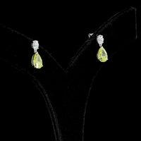 14K White Gold Pear Shape Drop Earrings with Fancy Vivid Yellow Lab Diamonds and Emerald Cut Accents - 2.62 Carats Total Diamond Weight - Covaloro Fine Jewelry