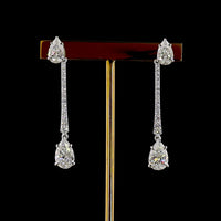 14K White Gold Pear-Shape Drop Earrings with Lab-Grown Diamonds - 6.16 Carat Total Diamond Weight - Covaloro Fine Jewelry