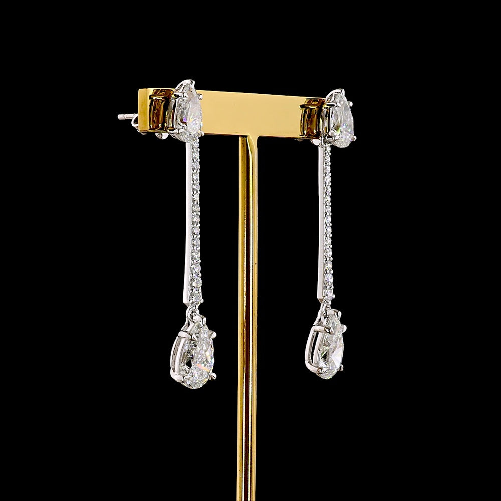14K White Gold Pear-Shape Drop Earrings with Lab-Grown Diamonds - 6.16 Carat Total Diamond Weight - Covaloro Fine Jewelry