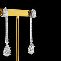 14K White Gold Pear-Shape Drop Earrings with Lab-Grown Diamonds - 6.16 Carat Total Diamond Weight - Covaloro Fine Jewelry