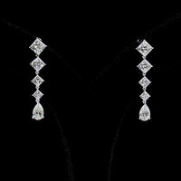 14K White Gold Pear Shape Drop Earrings with Princess Cut Lab Diamonds - 3.99 Carat Total Weight - Covaloro Fine Jewelry