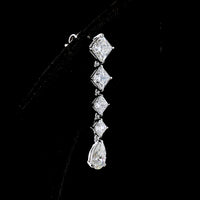 14K White Gold Pear Shape Drop Earrings with Princess Cut Lab Diamonds - 3.99 Carat Total Weight - Covaloro Fine Jewelry