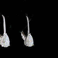 14K White Gold Pear Shape Drop Earrings with Prong-Set Lab Diamonds E-F VS1 - 1.09 Carat Total Diamond Weight - Covaloro Fine Jewelry