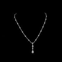 14K White Gold Pear-Shape Drop Necklace with Marquise Cut Lab Diamonds - 5.07 Carat Total Diamond Weight, E-F VVS2 - Covaloro Fine Jewelry