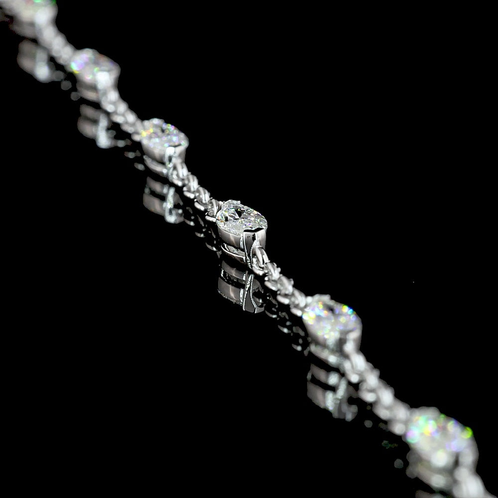 14K White Gold Pear-Shape Drop Necklace with Marquise Cut Lab Diamonds - 5.07 Carat Total Diamond Weight, E-F VVS2 - Covaloro Fine Jewelry