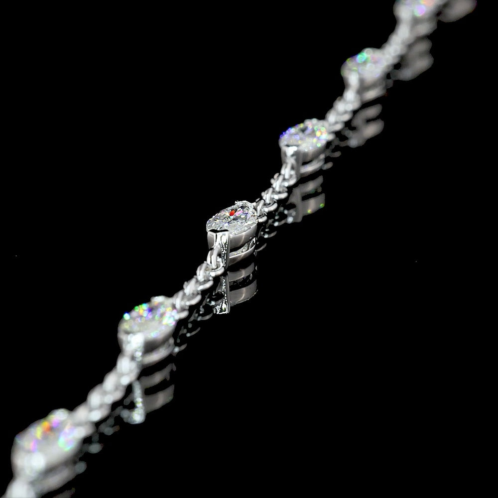 14K White Gold Pear-Shape Drop Necklace with Marquise Cut Lab Diamonds - 5.07 Carat Total Diamond Weight, E-F VVS2 - Covaloro Fine Jewelry