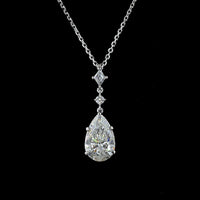 14K White Gold Pear Shape Drop Pendant with 2.00 Carat Lab Grown Diamond and 0.08 Carat Accent Stone - 2.11 Carat Total Diamond Weight, IGI Certified D VVS2 - Covaloro Fine Jewelry