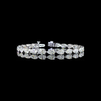 14K White Gold Pear Shape East-West Tennis Bracelet with Prong Set Lab Grown E-F VS1 Diamonds - 12.24 Carat Total Weight - Covaloro Fine Jewelry