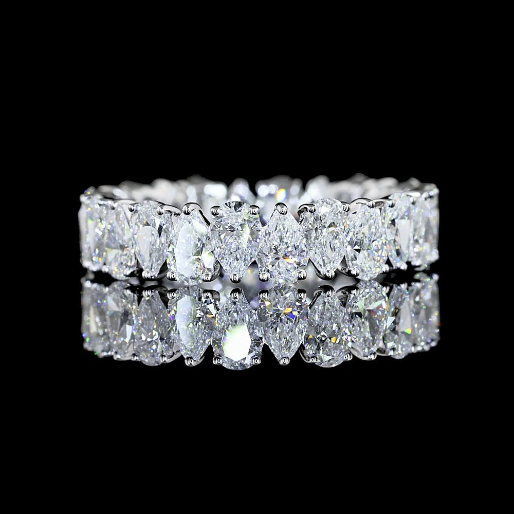 14K White Gold Pear Shape Eternity Band with 24 Prong-Set Lab Grown Diamonds - 3.00 Carat Total Weight, E-F Color, VS1 Clarity - Covaloro Fine Jewelry