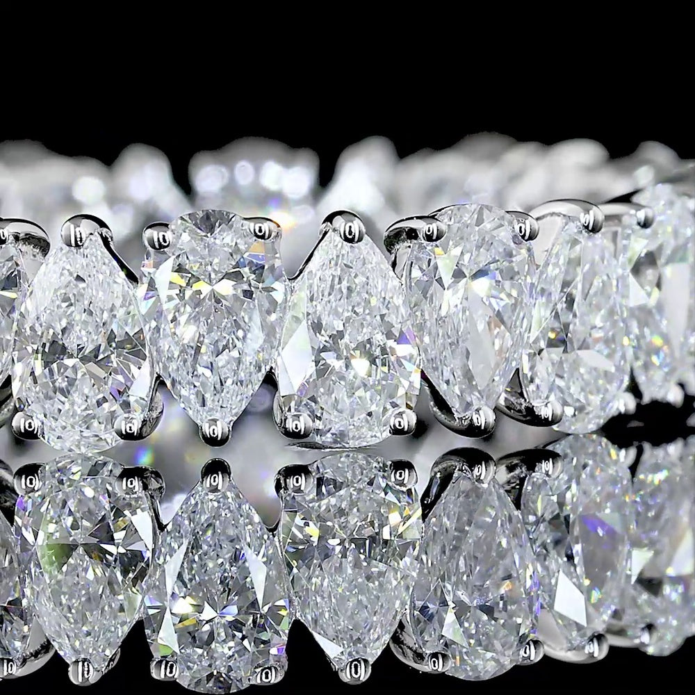 14K White Gold Pear Shape Eternity Band with 24 Prong-Set Lab Grown Diamonds - 3.00 Carat Total Weight, E-F Color, VS1 Clarity - Covaloro Fine Jewelry