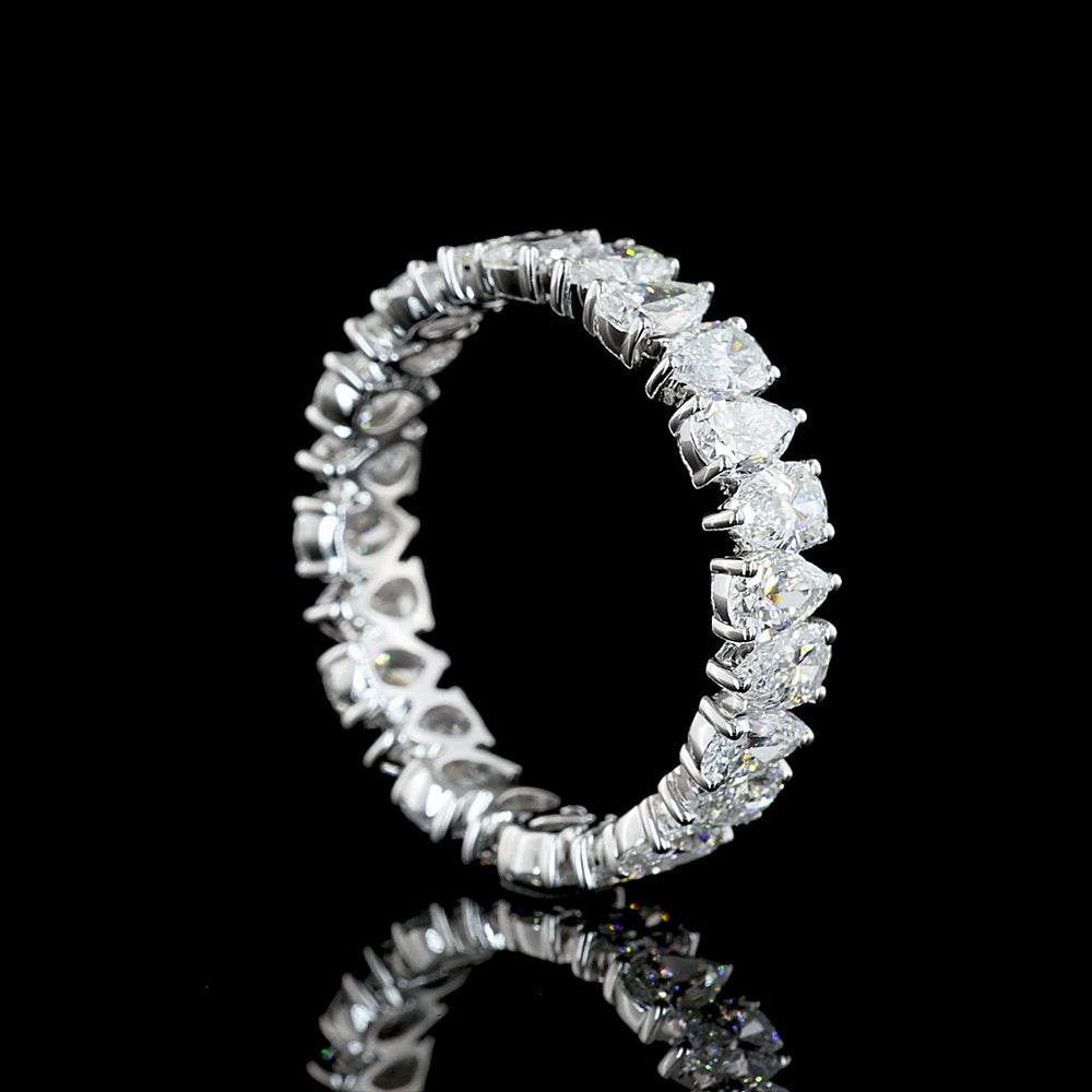 14K White Gold Pear Shape Eternity Band with 24 Prong-Set Lab Grown Diamonds - 3.00 Carat Total Weight, E-F Color, VS1 Clarity - Covaloro Fine Jewelry