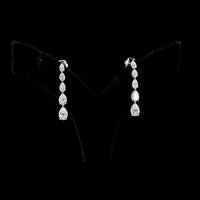 14K White Gold Pear Shape Graduated Drop Earrings with Lab-Grown Diamonds - 2.9 Carat Total Diamond Weight - Covaloro Fine Jewelry