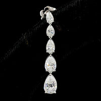 14K White Gold Pear Shape Graduated Drop Earrings with Lab-Grown Diamonds - 2.9 Carat Total Diamond Weight - Covaloro Fine Jewelry