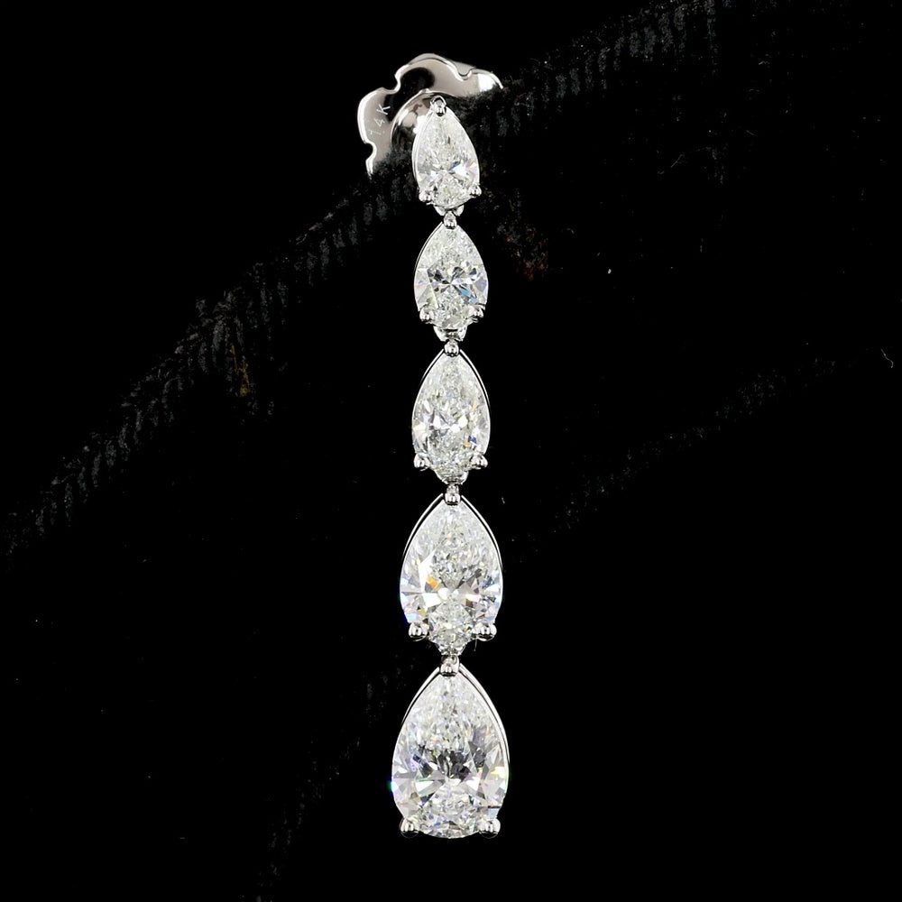 14K White Gold Pear Shape Graduated Drop Earrings with Lab-Grown Diamonds - 2.9 Carat Total Diamond Weight - Covaloro Fine Jewelry