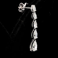 14K White Gold Pear Shape Graduated Drop Earrings with Lab-Grown Diamonds - 2.9 Carat Total Diamond Weight - Covaloro Fine Jewelry