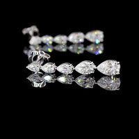 14K White Gold Pear Shape Graduated Drop Earrings with Lab-Grown Diamonds - 2.9 Carat Total Diamond Weight - Covaloro Fine Jewelry