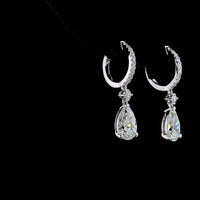14K White Gold Pear Shape Hanging Drop Earrings with Lab Diamonds - F VVS2/VS2 Center Stones - 2.81 Carat Total Diamond Weight - Covaloro Fine Jewelry