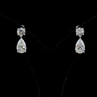 14K White Gold Pear Shape Hanging Drop Earrings with Prong Set Lab Diamonds - 5.05 Total Carat Weight - Covaloro Fine Jewelry