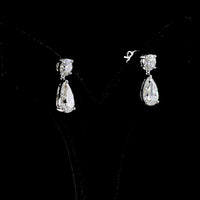 14K White Gold Pear Shape Hanging Drop Earrings with Prong Set Lab Diamonds - 5.05 Total Carat Weight - Covaloro Fine Jewelry
