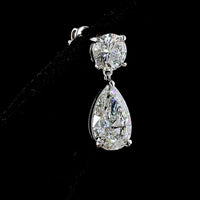 14K White Gold Pear Shape Hanging Drop Earrings with Prong Set Lab Diamonds - 5.05 Total Carat Weight - Covaloro Fine Jewelry