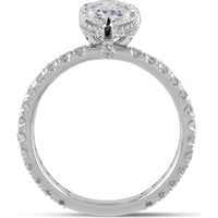14K White Gold Pear Shape Hidden Halo Engagement Ring with 3.04 Carat Lab Diamond Center and 0.91 Carat Accent Diamonds - Total 3.95 Carats - Covaloro Fine Jewelry