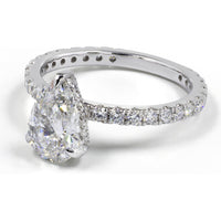 14K White Gold Pear Shape Hidden Halo Engagement Ring with 3.04 Carat Lab Diamond Center and 0.91 Carat Accent Diamonds - Total 3.95 Carats - Covaloro Fine Jewelry