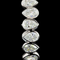 14K White Gold Pear-Shape Lab Diamond C-Hoop Earrings with Bezel Setting - 5.72 Total Carat Weight - Covaloro Fine Jewelry
