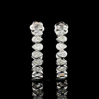 14K White Gold Pear-Shape Lab Diamond C-Hoop Earrings with Bezel Setting - 5.72 Total Carat Weight - Covaloro Fine Jewelry