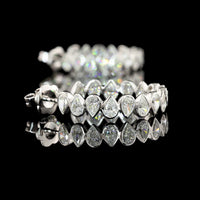 14K White Gold Pear-Shape Lab Diamond C-Hoop Earrings with Bezel Setting - 5.72 Total Carat Weight - Covaloro Fine Jewelry