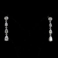 14K White Gold Pear Shape Lab Diamond Drop Earrings with Bezel and Prong Settings - 1.27 Total Carat Weight - Covaloro Fine Jewelry