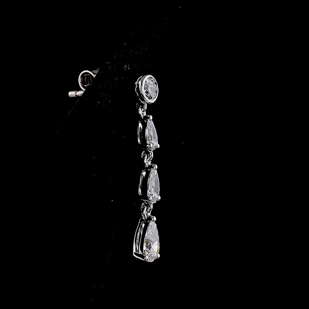 14K White Gold Pear Shape Lab Diamond Drop Earrings with Bezel and Prong Settings - 1.27 Total Carat Weight - Covaloro Fine Jewelry