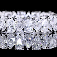 14K White Gold Pear-Shape Lab Diamond Eternity Band - 2.64 Carat Total Weight, E-F VS1 Clarity, North-South Prong Set, 26 Stones - Covaloro Fine Jewelry