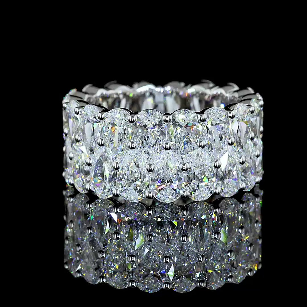 14K White Gold Pear-Shape Lab Diamond Eternity Band - 9.88 Carat Total Weight, 36 North-South Prong Set Stones, E-F Color VS1 Clarity - Covaloro Fine Jewelry
