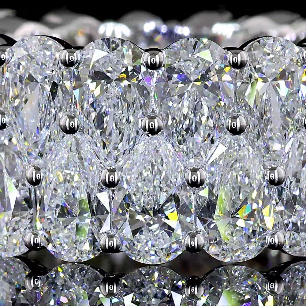 14K White Gold Pear-Shape Lab Diamond Eternity Band - 9.88 Carat Total Weight, 36 North-South Prong Set Stones, E-F Color VS1 Clarity - Covaloro Fine Jewelry