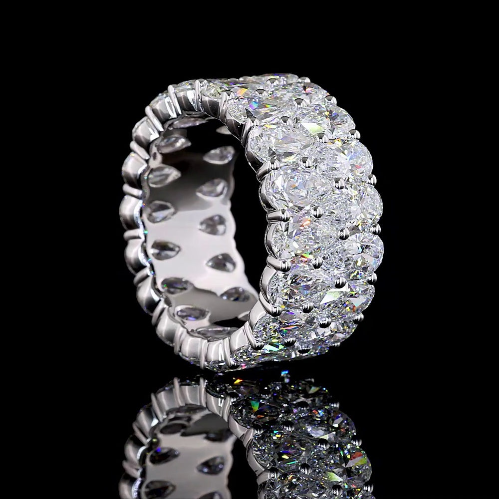 14K White Gold Pear-Shape Lab Diamond Eternity Band - 9.88 Carat Total Weight, 36 North-South Prong Set Stones, E-F Color VS1 Clarity - Covaloro Fine Jewelry