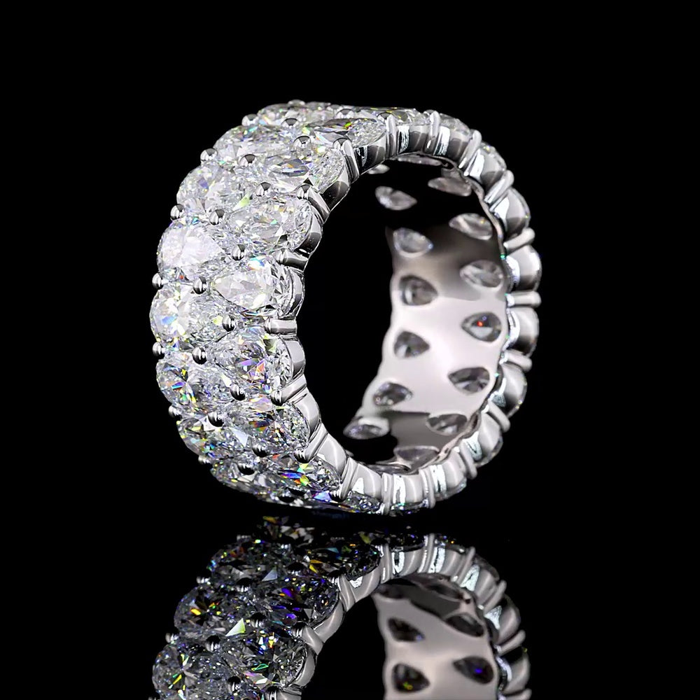 14K White Gold Pear-Shape Lab Diamond Eternity Band - 9.88 Carat Total Weight, 36 North-South Prong Set Stones, E-F Color VS1 Clarity - Covaloro Fine Jewelry