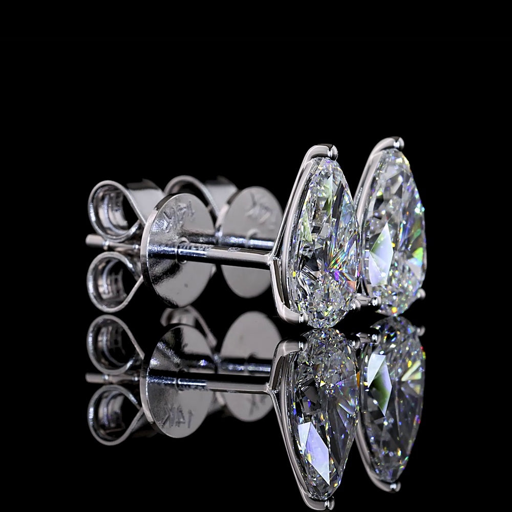 14K White Gold Pear Shape Lab Diamond Martini Stud Earrings - 1.62 Carat Total Weight, E-F Color VS1 Clarity - Covaloro Fine Jewelry