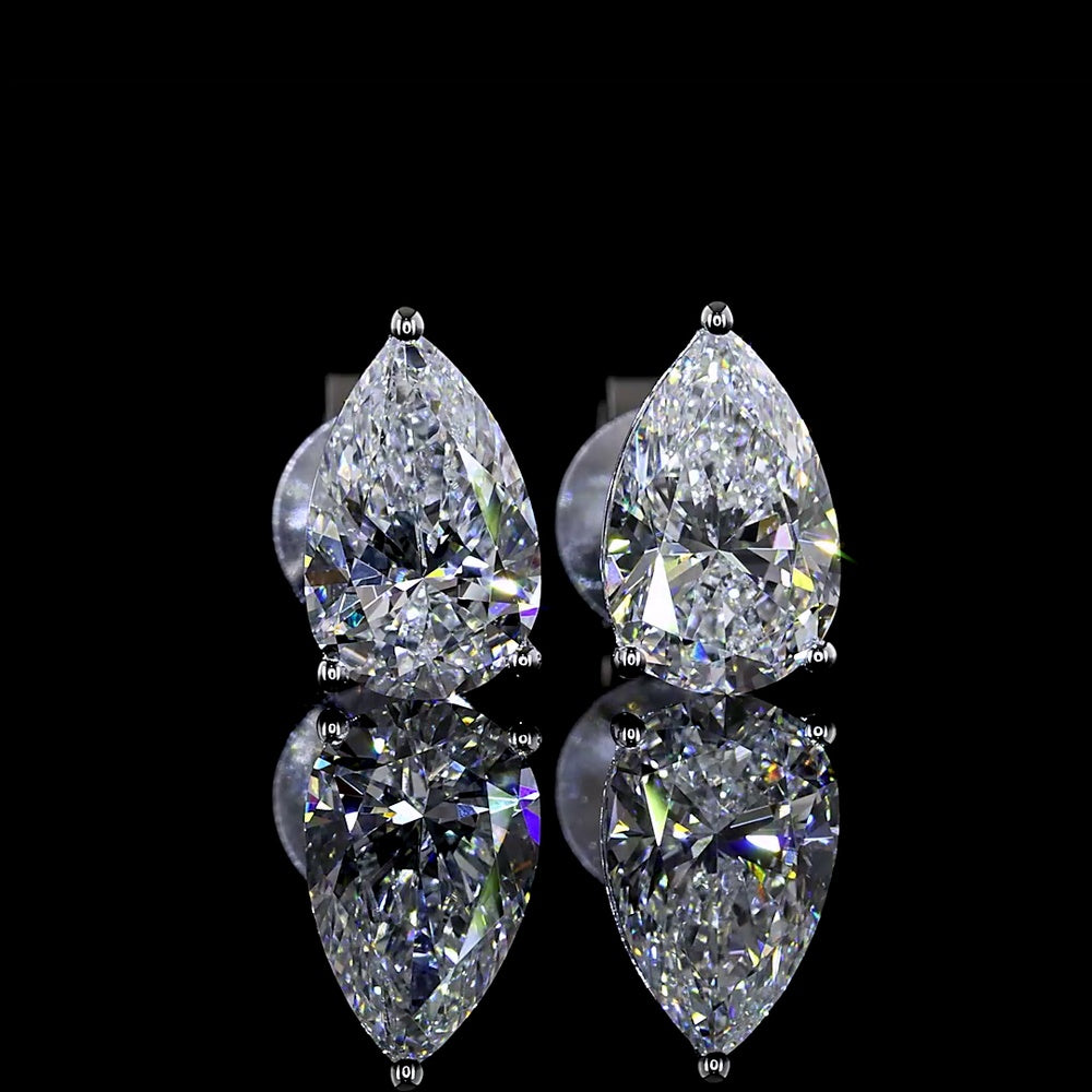 14K White Gold Pear Shape Lab Diamond Martini Stud Earrings - 1.62 Carat Total Weight, E-F Color VS1 Clarity - Covaloro Fine Jewelry