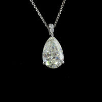 14K White Gold Pear Shape Lab Diamond Pendant with Brilliant Cut Accents - 3.40 Carat Total Diamond Weight (GIA Certified) - Covaloro Fine Jewelry