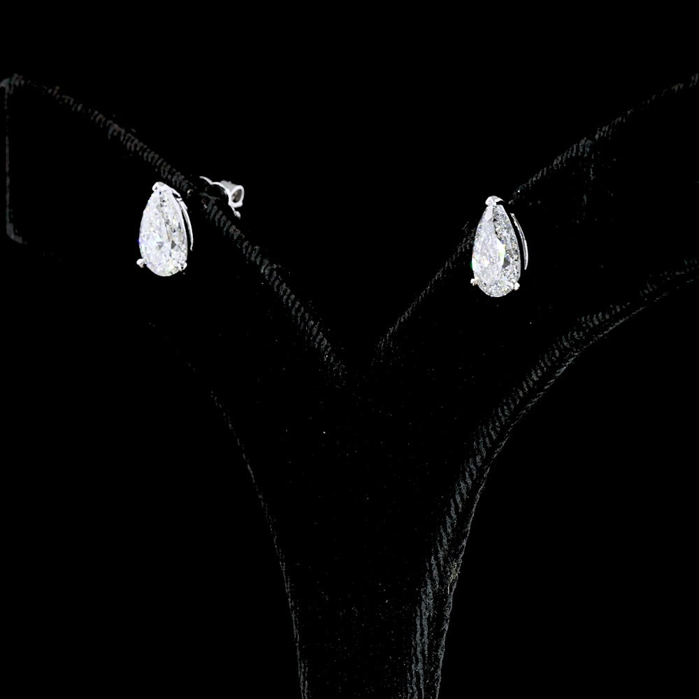 14K White Gold Pear Shape Lab Diamond Stud Earrings - 2.48 Carat Total Weight with D VVS1 and D VVS2 GIA Certified Stones - Covaloro Fine Jewelry