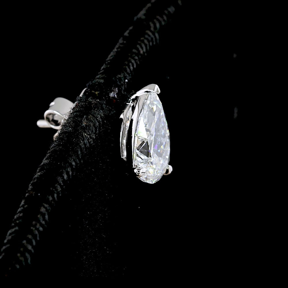 14K White Gold Pear Shape Lab Diamond Stud Earrings - 2.48 Carat Total Weight with D VVS1 and D VVS2 GIA Certified Stones - Covaloro Fine Jewelry