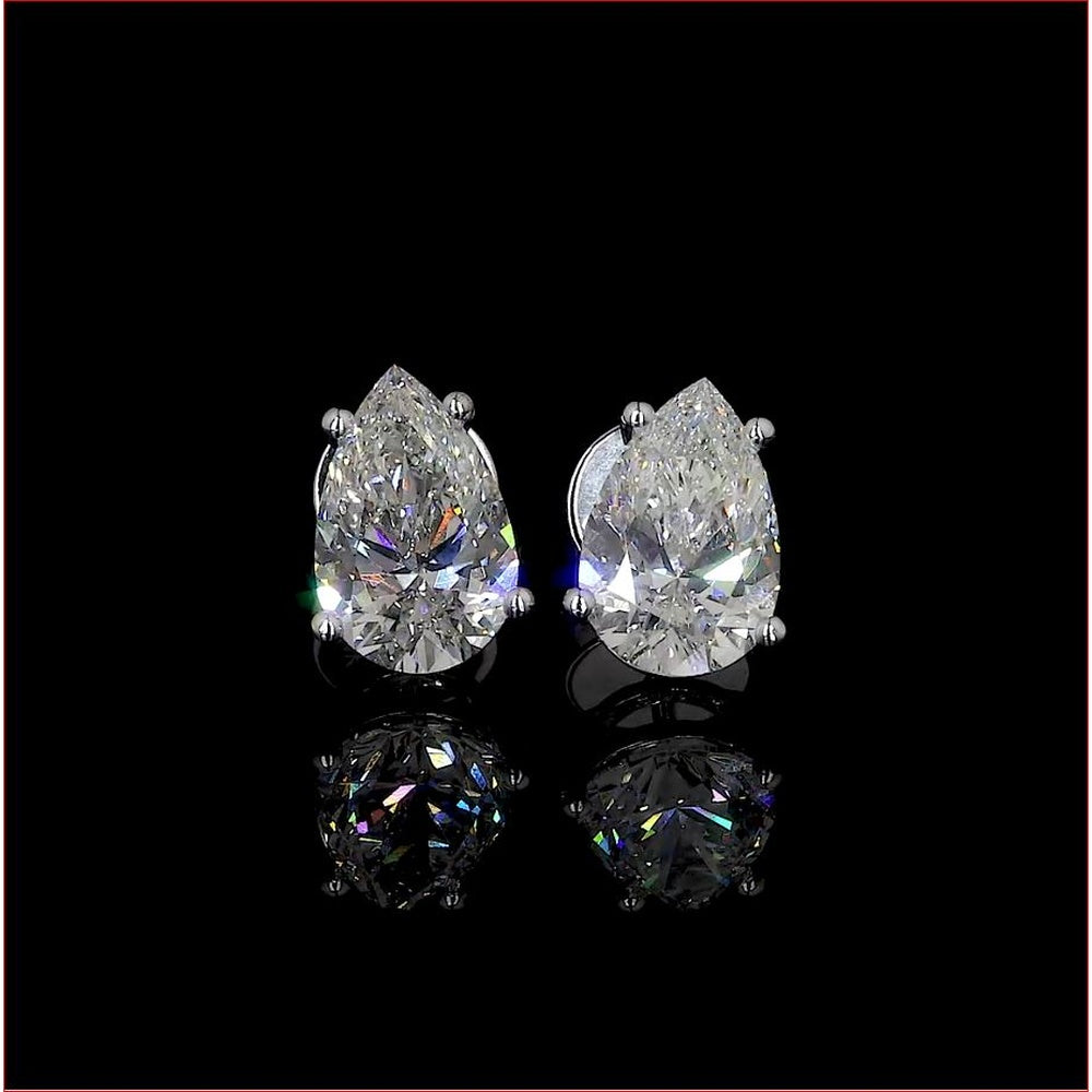 14K White Gold Pear Shape Lab Diamond Stud Earrings - 3.36 Carat Total Weight (1.68 Carats Each), G-H VS1 Clarity, IGI Certified - Covaloro Fine Jewelry