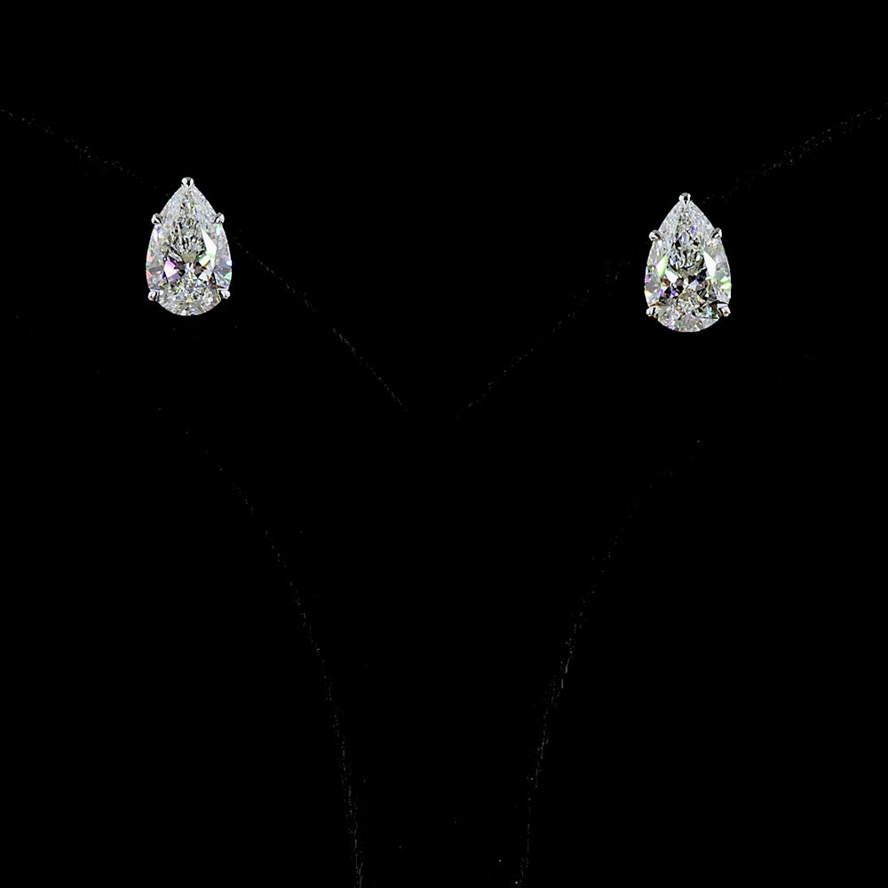 14K White Gold Pear-Shape Lab Diamond Stud Earrings - 4.51 Carats Total Weight (E-F Color, VVS2 Clarity) - Covaloro Fine Jewelry